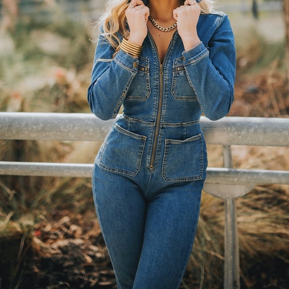 Free People Denim Romper - Picture 4 of 5